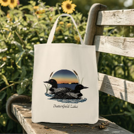 Bolsa Tote Par de mergulhões no lago Butterfield