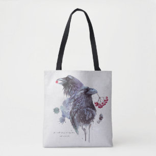 Bolsa Tote Par de Placas de Abstrato de Aquarela de Ravens
