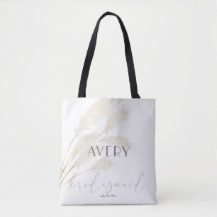 Bolsa Tote Para as damas de Bridesmaids Ivory Pampas Grass