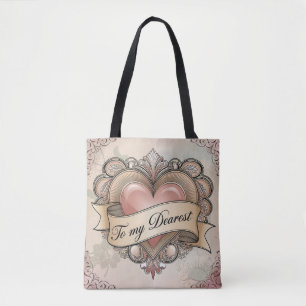 Bolsa Tote Para Meu Querido: Desenho de Coração Ornamentado