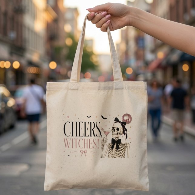 Bolsa Tote Parabéns Bruxas Esqueleto Halloween  (Criador carregado)