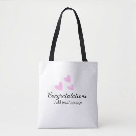 Bolsa Tote Parabéns coração rosa formatura aquarela