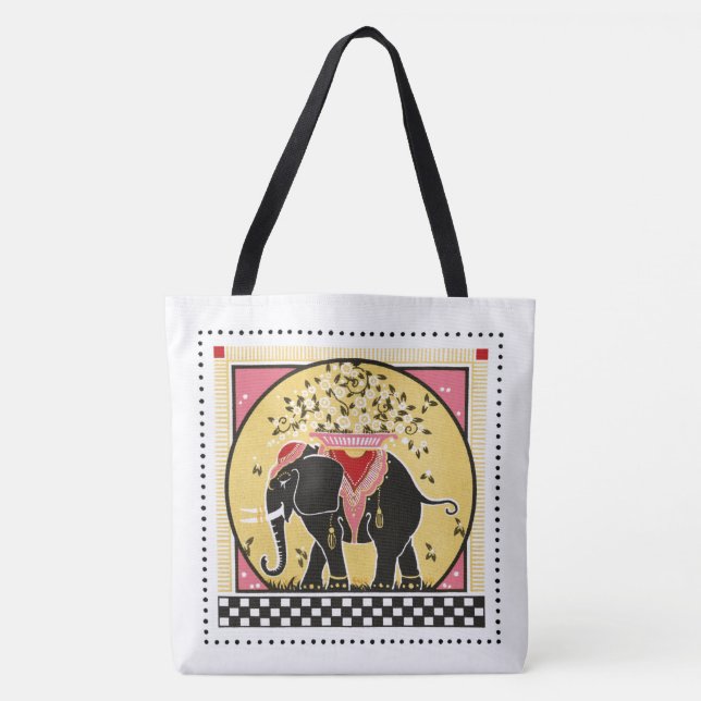 Bolsa Tote Parada de Elefante em Amarelo (Frente)