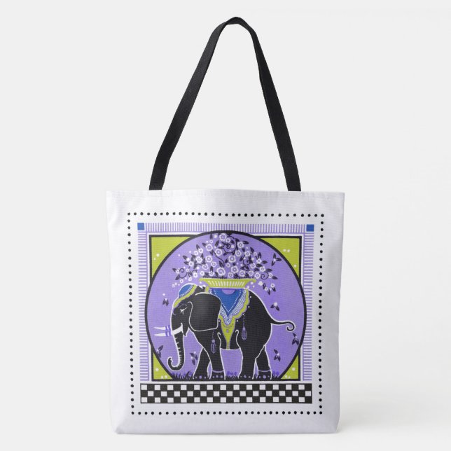 Bolsa Tote Parada de elefante na Lavanda (Frente)