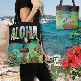 Bolsa Tote Paradise Tropical Aloha Personalizado de Dois Lado