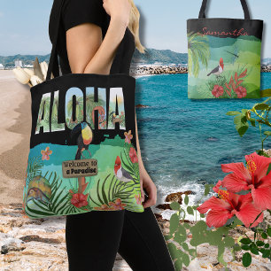 Bolsa Tote Paradise Tropical Aloha Personalizado de Dois Lado