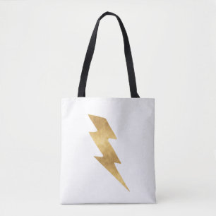 Bolsa Tote Parafuso de relâmpago no ouro metálico