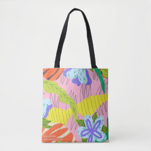 Bolsa Tote Paraíso Abstrato' Floral Tropical Vibrante