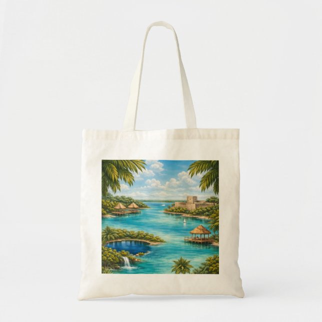 Bolsa Tote Paraíso Tropical da Lagoa de Bacalar (Frente)