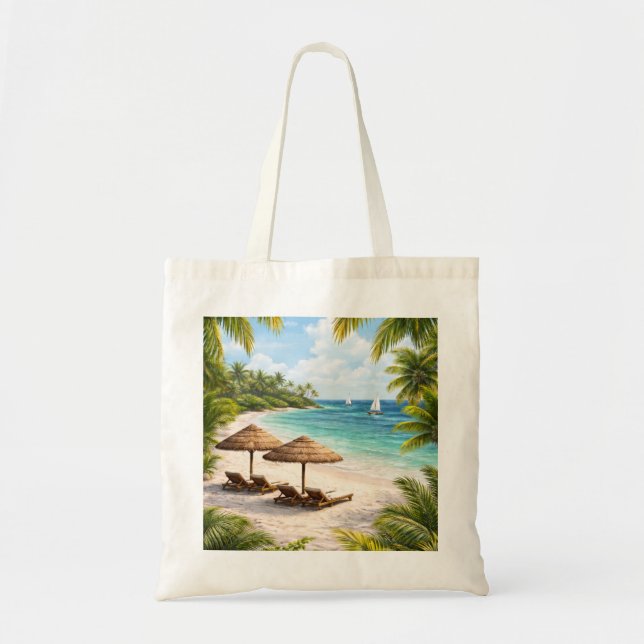 Bolsa Tote Paraíso Tropical da Praia de Diani (Frente)