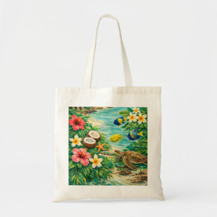 Bolsa Tote Paraíso Tropical da Praia de Guam Tartaruga Marinh