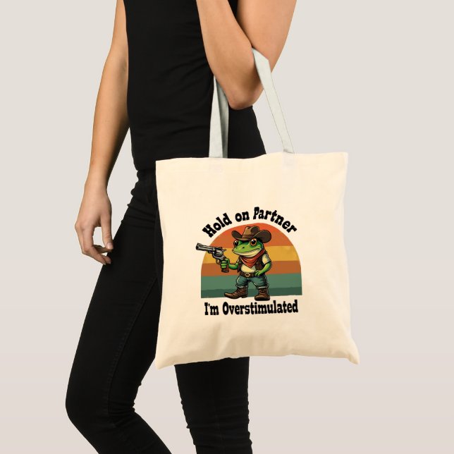 Bolsa Tote Parceiro, sou Sapo de cowboy super-estimulado (Frente (produto))