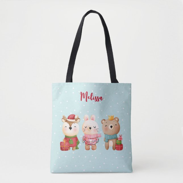 Bolsa Tote Parceiros de Natal - Rebelde, Urso e Coelho (Frente)