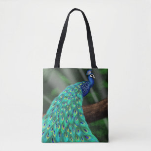 Bolsa Tote Parcela Majestosa: Encantando Pavão na Floresta