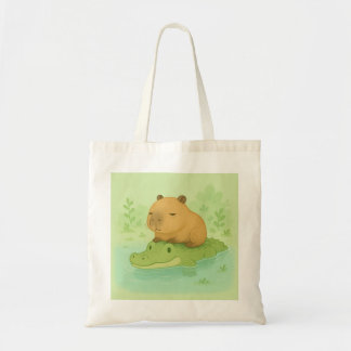 Bolsa Tote (parcial) Chill Brown Capybara em Crocodilo Verde