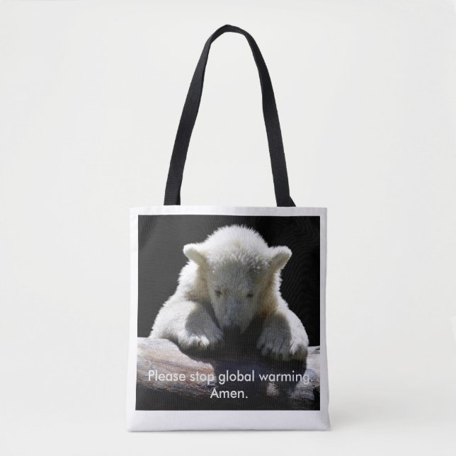 Bolsa Tote Pare a sacola do urso polar de aquecimento global (Frente)