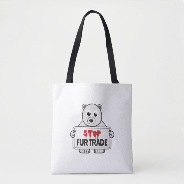 Bolsa Tote Pare de trocar pelo urso polar triste (Frente)