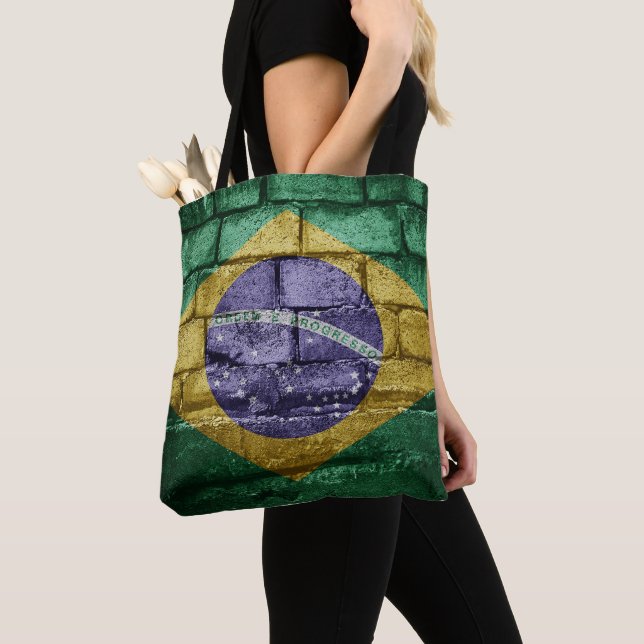Bolsa Tote Parede de bandeira do Brasil (Close Up)