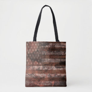 Bolsa Tote Parede de Tijolo da Bandeira Americana