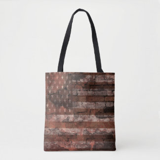 Bolsa Tote Parede de Tijolo da Bandeira Americana