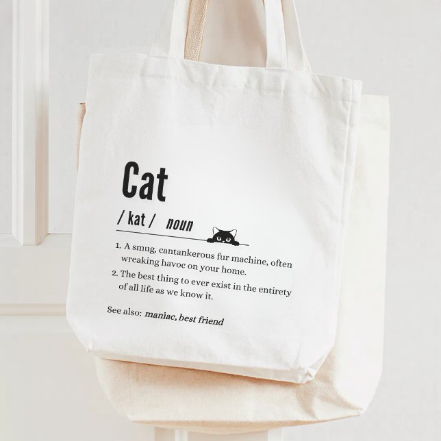 Bolsa Tote Parentes de Pet Brancos e Pretos Definição de Gato (Criador carregado)