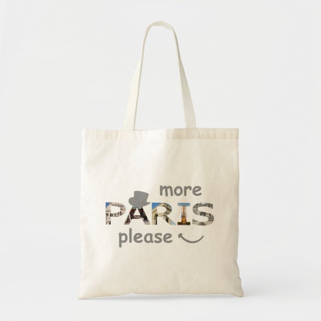 Bolsa Tote Paris atrai mais Paris por favor prata a relva (Frente)