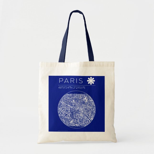 Bolsa Tote Paris Blueprint City Map Tote Bag (Frente)