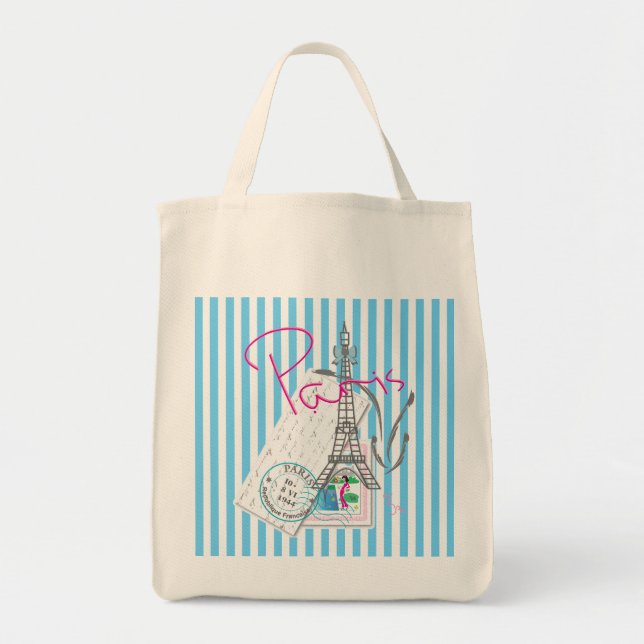 Bolsa Tote Paris com amor e Torre Eiffel (Frente)