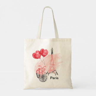 Bolsa Tote Paris com bicicleta Eiffel Tower