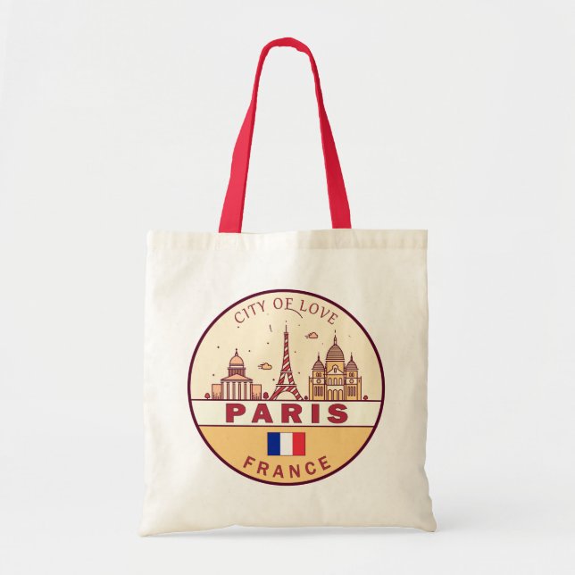 Bolsa Tote Paris França City Skyline Emblem (Frente)