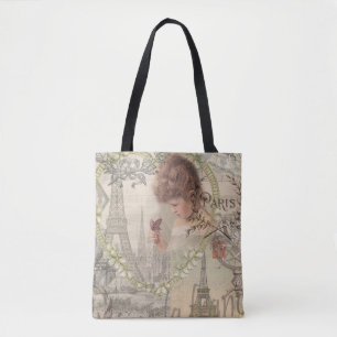Bolsa Tote Paris França Garota Bonita Suave Torre Eiffel
