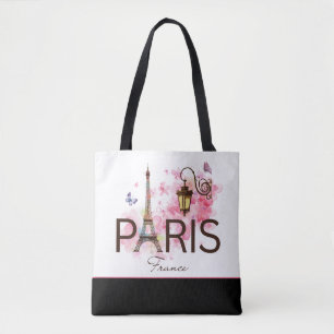 Bolsa Tote Paris França Torre e Lâmpada Eiffel