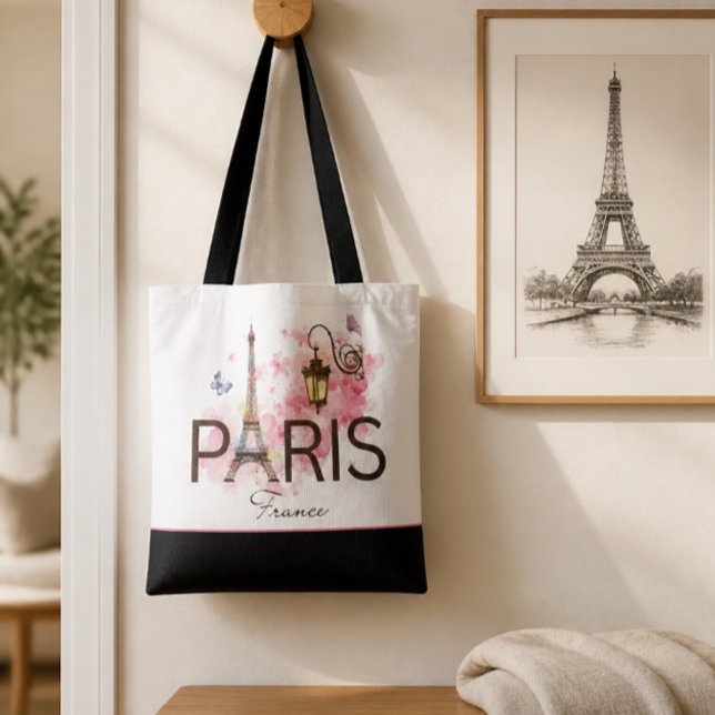 Bolsa Tote Paris França Torre Eiffel & Lâmpada (Criador carregado)