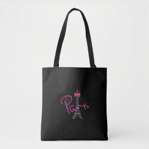 Bolsa Tote Paris, França, Torre Eiffel, Preto