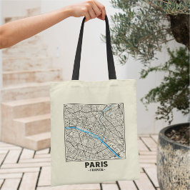 Bolsa Tote Paris, France, City Map Tote Bag
