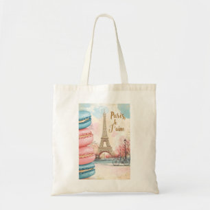 Bolsa Tote Paris, Je T'aime - Torre Eiffel com Macarons