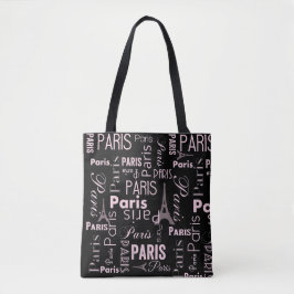 Bolsa Tote Paris rosa e preto