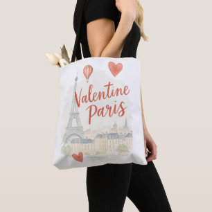 Bolsa Tote Paris Valentine Aquarela  – Torre Eiffel Amor 