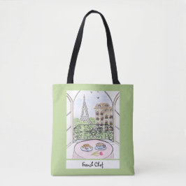 Bolsa Tote Paris Whimsical e Chef Francês Torre Eiffel