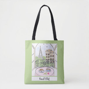 Bolsa Tote Paris Whimsical e Chef Francês Torre Eiffel