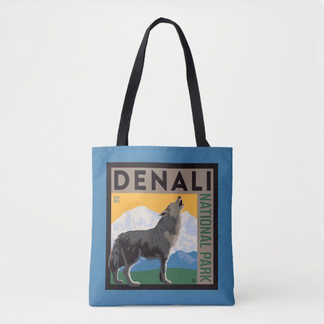 Bolsa Tote Parque Nacional Denali | Lobo Howling (Frente)