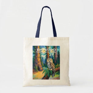 Bolsa Tote Parque Nacional Redwood Floresta Colorida Coruja V