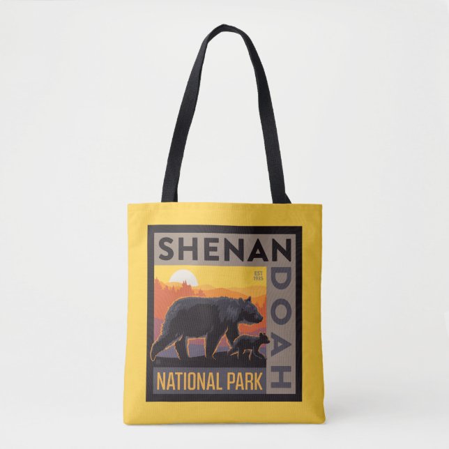 Bolsa Tote Parque Nacional Shenandoah | Urso mamário e Cubos (Frente)