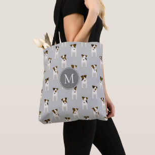 Bolsa Tote Parson Jack Russell Terriers padrão w monograma