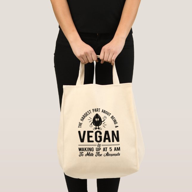 Bolsa Tote Parte mais difícil de Vegan, Leite as amêndoas, En (Frente (produto))