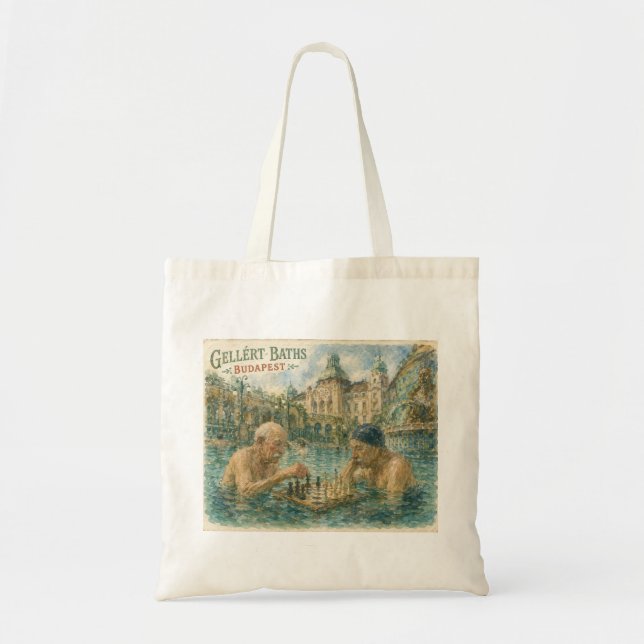 Bolsa Tote Partida de xadrez Gellert Baths Budapeste Hungria (Frente)