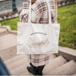 Bolsa Tote Partido Botânico de Bridesmaid Desenhado à Mão Ele