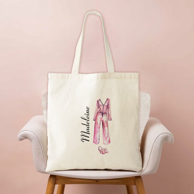 Bolsa Tote Partido de Bridesmaid do Partido PJ Pajama Adulto (bridesmaid gift bachelorette bridal pj pajama slumber sleepover lingerie party watercolor elegant)