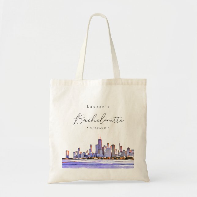 Bolsa Tote Partido Personalizado da Bachlorette Skyline em Ch (Frente)