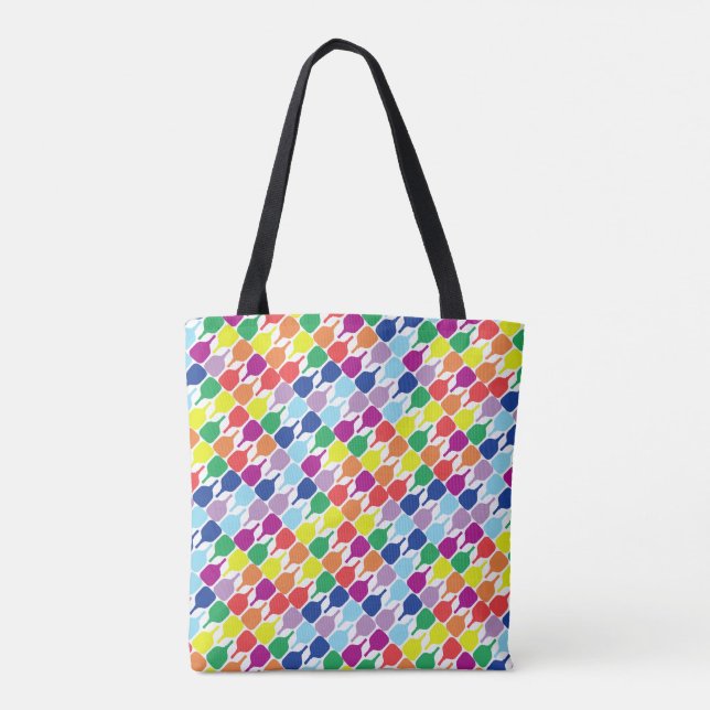 Bolsa Tote Pás de picleball alegres 💚 ❤️ 💛 💙 (Verso)